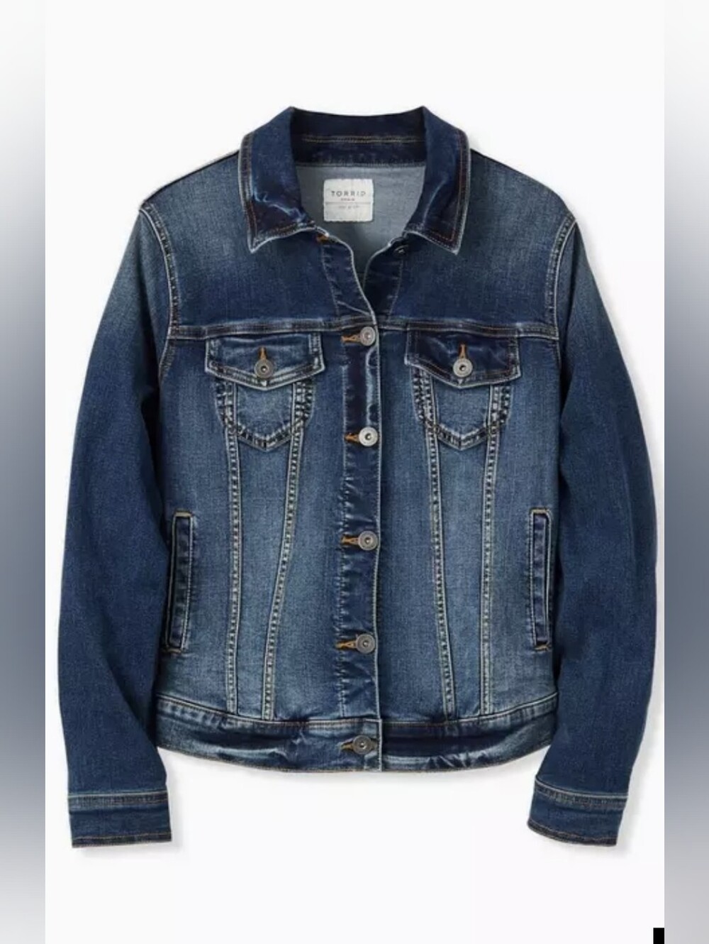 Torrid Jean Fading Medium Blue Denim TRUCKER Jacket, Size 1x